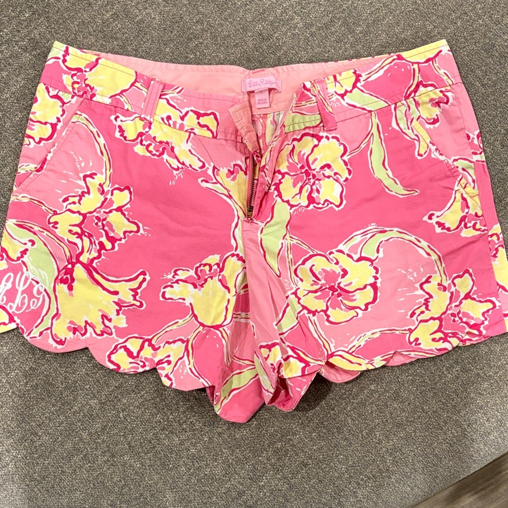 Lilly Pulitzer Vibrant Pink and Yellow Floral High Waist Shorts